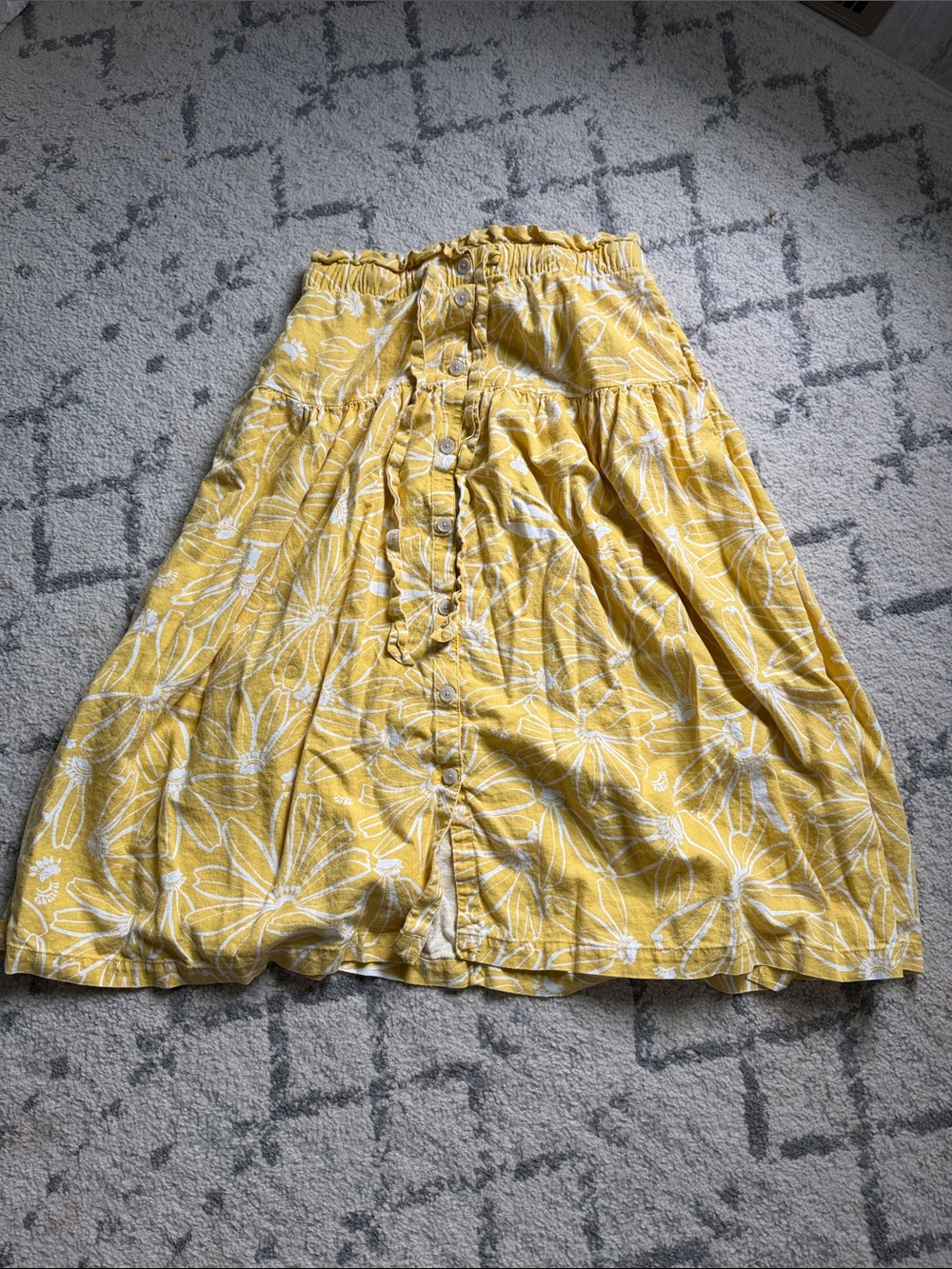 Target Yellow Floral Button-Front Midi Skirt